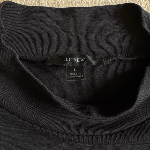 New J. Crew Mock Neck Button Shoulder Black Cotton Long Sleeve Preppy Top Size L - Picture 7 of 9